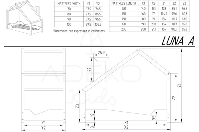 LUNA A - Otroška postelja Hiška